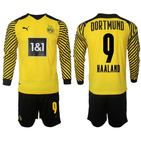 Billiga Fotbollströjor Borussia Dortmund Haaland 9 Barn Hemma tröja 2021/22 Långärmad